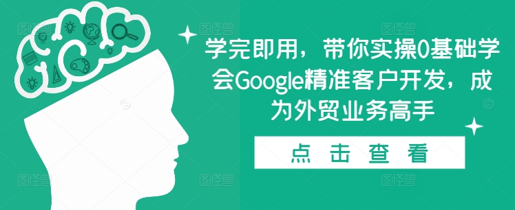 学完即用，带你实操0基础学会Google精准客户开发，成为外贸业务高手-热爱者网创