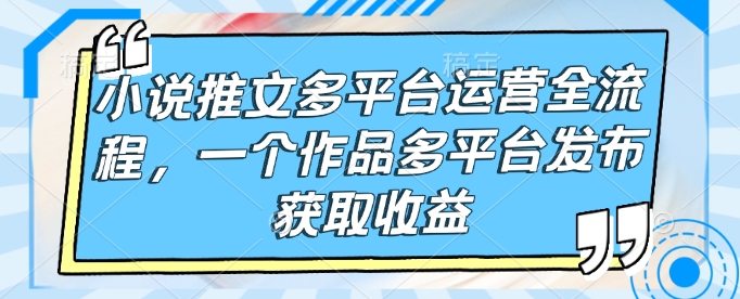 小说推文多平台运营全流程，一个作品多平台发布获取收益-热爱者网创