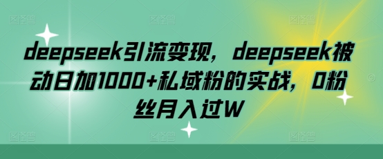 deepseek引流变现，deepseek被动日加1000+私域粉的实战，0粉丝月入过W-热爱者网创